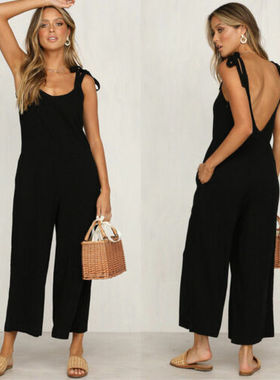 Jumpsuit Sleeveless Backless Playsuit Trousers Overalls