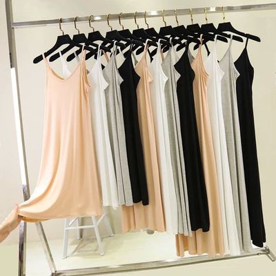 Anti penetration lined bottom dress 纯色防透内衬打底连衣裙女