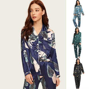 2022 two-piece stretch satin homewear women's pajamas睡衣