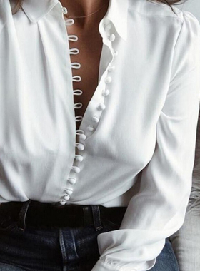 Long sleeve Blouse 2022 new Spring Women Chiffon white Shirt