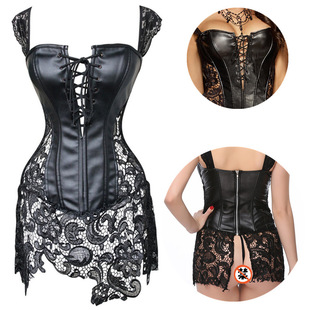 Lace Leather Corset Shapewear One Piece Court Corset塑身衣