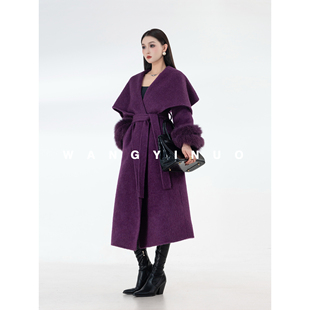 时尚 MD依诺 款 2025冬季 显瘦气质保暖系带双面羊毛外套 暗香绒语