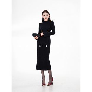 格林兰冬 时尚 2025冬季 长袖 设计感百搭轻奢连衣裙 新款 MD依诺