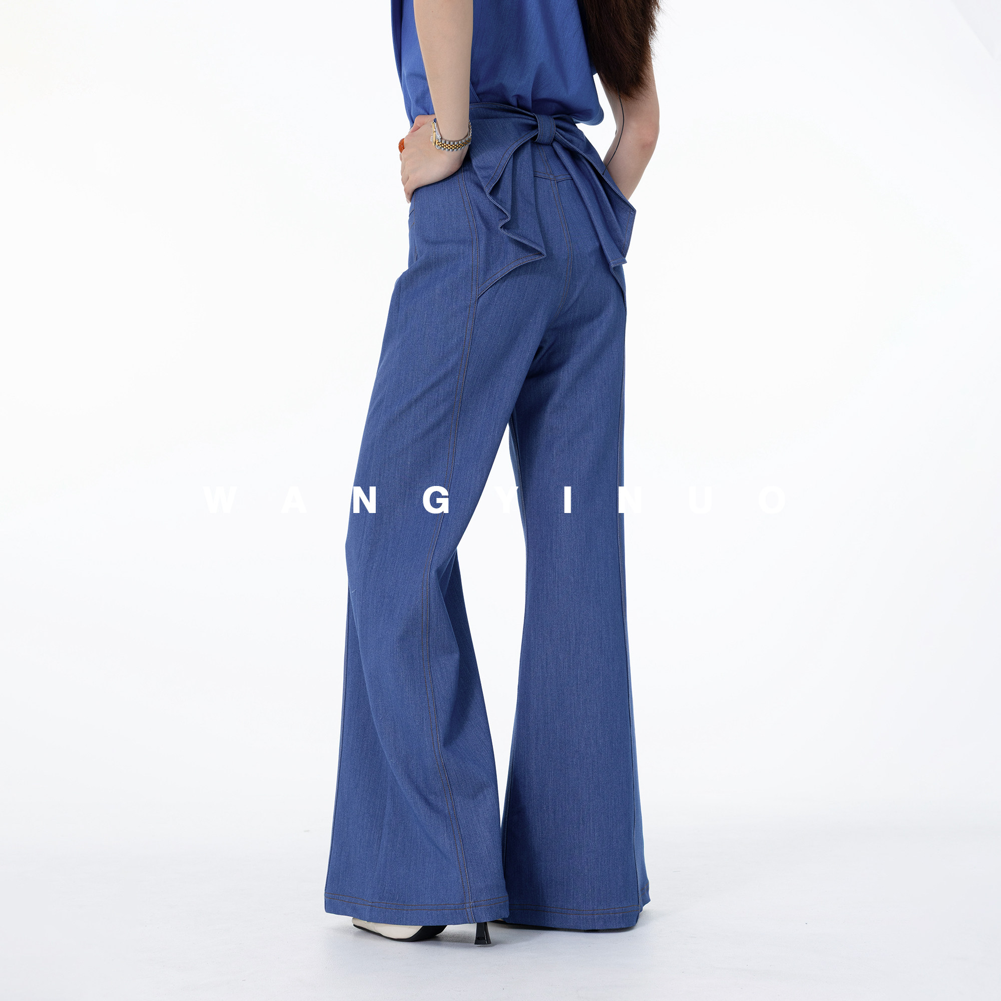 MD依诺【牛仔蝴蝶】2026夏季款高腰气质时尚设计师直筒宽松休闲裤