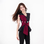 新款 2026夏季 茶歇风气质显瘦扭结撞色T恤上衣 出逃夏日 MD依诺