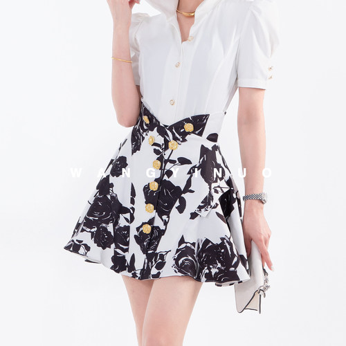 MD依诺【奔赴花海】2026夏季新款气质显瘦时尚穿搭法式花色半身裙