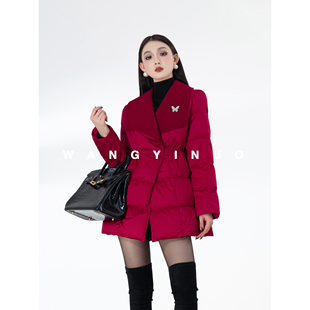 休闲百搭保暖拼接时尚 2025冬季 翻领羽绒服外套 香颂可可 MD依诺