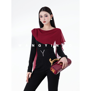 温润美人 休闲百搭潮流长袖 2025冬季 时尚 飘带撞色上衣 款 MD依诺