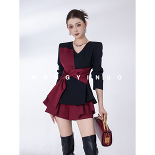 设计感撞色扭结显瘦拼色长袖 MD依诺 时尚 2025秋季 上衣 梦湖之境
