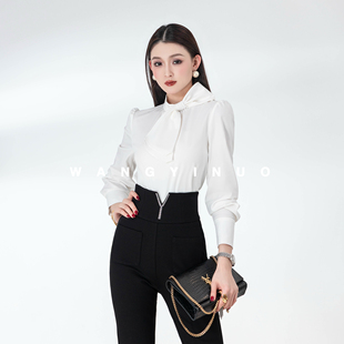 海畔心语 女式 2026新款 休闲百搭气质蝴蝶结长袖 上衣 时尚 MD依诺