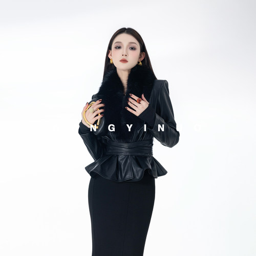 MD依诺【秀场皮衣】2025冬季轻奢时尚设计感显瘦法式短款皮衣外套