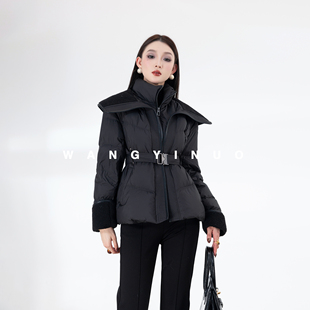 显瘦气质时尚 MD依诺 新款 2025冬季 轻奢保暖羽绒服外套 暖棕织边