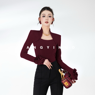 悦己至上 女款 2025秋冬款 小众拼接长袖 上衣 显瘦气质时尚 MD依诺