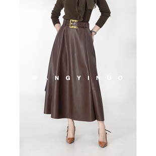 时尚 MD依诺 款 2025秋季 名媛轻奢显瘦百搭优雅皮半身裙 琥珀心语