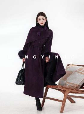 MD依诺【色调积聚】2025冬季款休闲时尚系带保暖气质轻奢羊毛外套