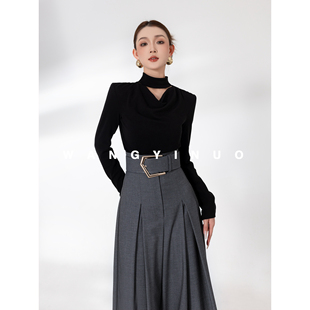 老钱风设计感显瘦时尚 2025秋季 气质T恤上衣 镜头焦点 MD依诺