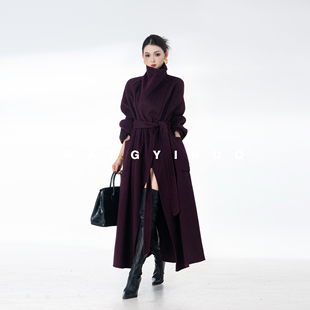 休闲时尚 MD依诺 款 2025冬季 百搭系带羊毛简约大衣外套 南国千金