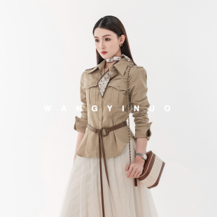 衬衫 MD依诺 通勤风显瘦通勤减龄休闲长袖 2026春季 上衣 海浪涌动