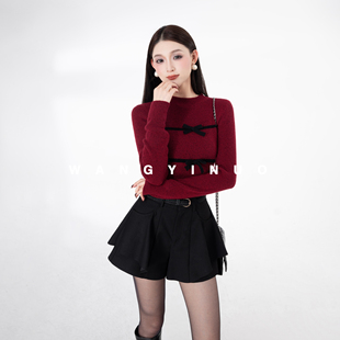 倾城初静 休闲百搭长袖 2025冬季 时尚 蝴蝶通勤打底上衣 款 MD依诺