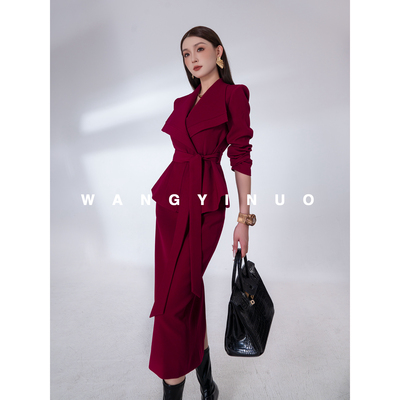 MD依诺【风情万种】2025秋季款新品设计感洋气轻奢西服半身裙套装