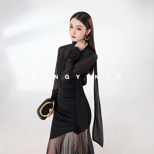 暖风和叙 衬衫 2026春季 立体花朵飘带优雅百搭长袖 上衣 款 MD依诺