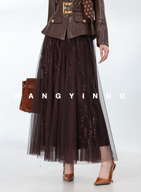 MD依诺【风铃幻想】2025秋季时尚设计感显瘦气质蕾丝重工拼半身裙