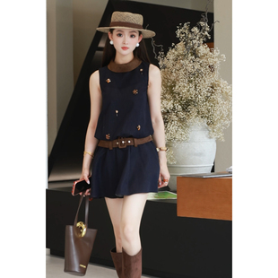 馥巧布蕾 复古风A字背心短款 2026夏季 气质无袖 连衣裙 款 MD依诺