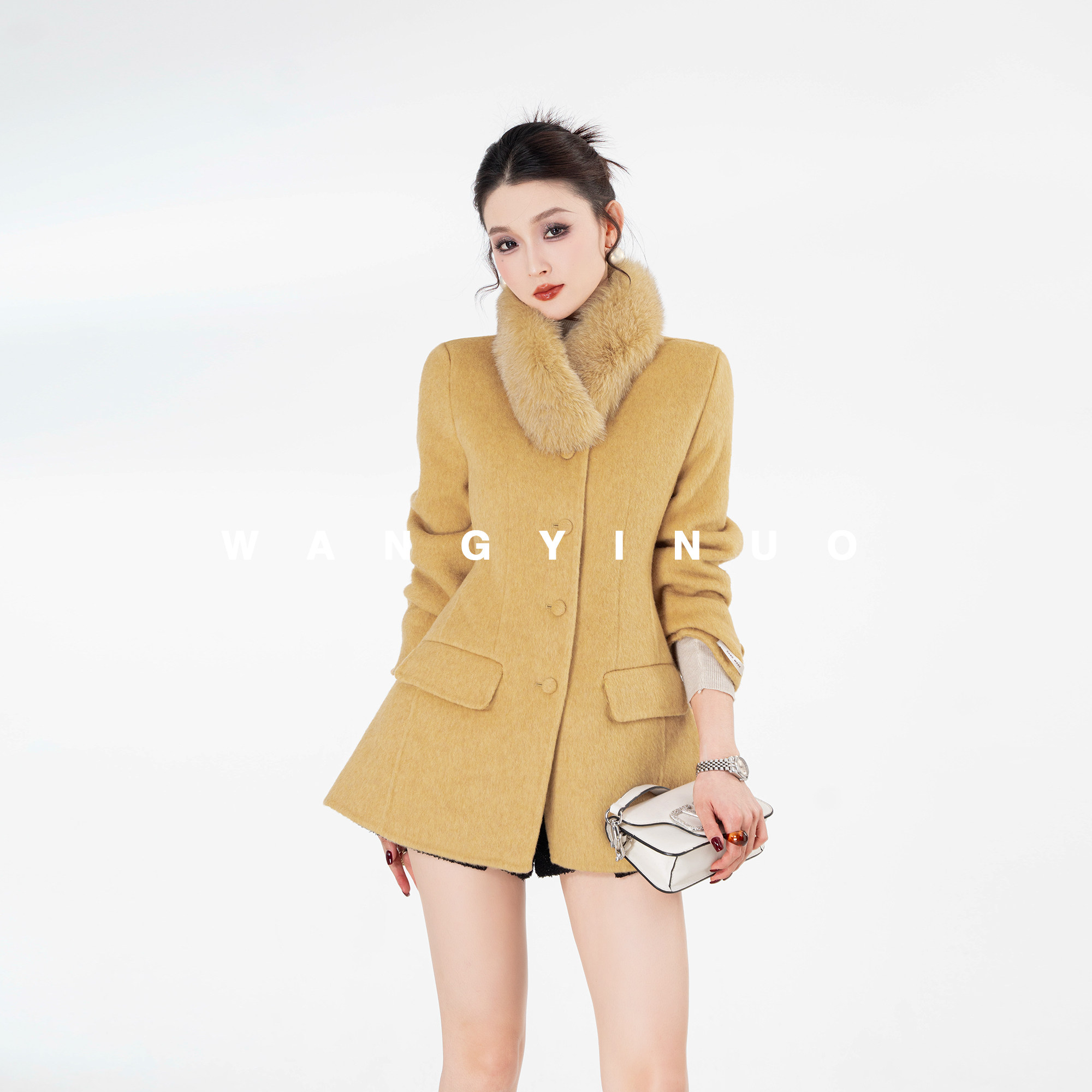 MD依诺【浪漫巴黎】2025冬季款休闲时尚百搭气质减龄羊毛大衣外套