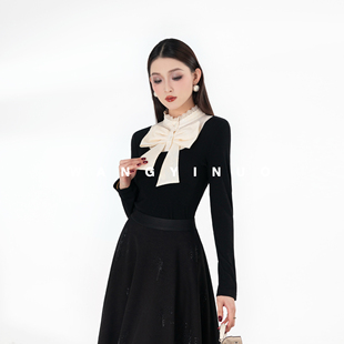 森氧絮语 休闲百搭长袖 2025冬季 时尚 轻奢名媛蝴蝶上衣 款 MD依诺