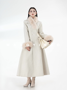 MD依诺【糖霜絮语】2025冬季气质设计感名媛法式宽松长款羊毛外套