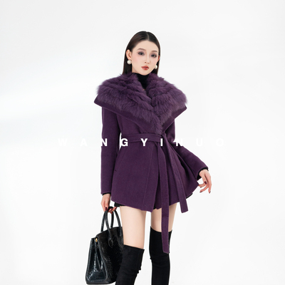 MD依诺【云雾石斛】2025冬季款休闲时尚百搭系带气质羊毛大衣外套