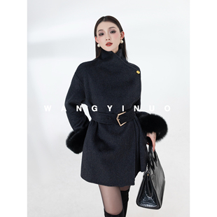 灰调精致 系带显瘦时尚 2025冬季 百搭短款 保暖羊毛外套 款 MD依诺