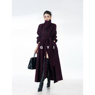 休闲时尚 MD依诺 款 2025冬季 百搭系带羊毛简约大衣外套 南国千金