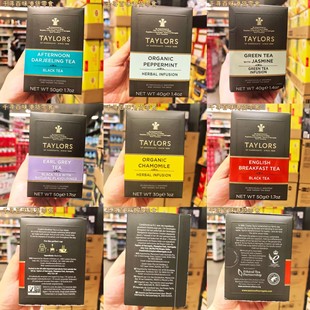 代购 英国Taylors泰勒英式有机红茶伯爵茶薄荷茶下午茶袋泡茶包