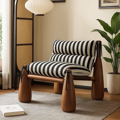 轻奢单人沙发客厅现代布艺单人椅卧室阳台懒人休闲椅设计师沙发椅