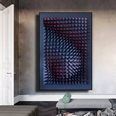 现代轻奢高档玄关装 饰画3d立体木雕壁画客厅餐厅走廊过道蓝色挂画