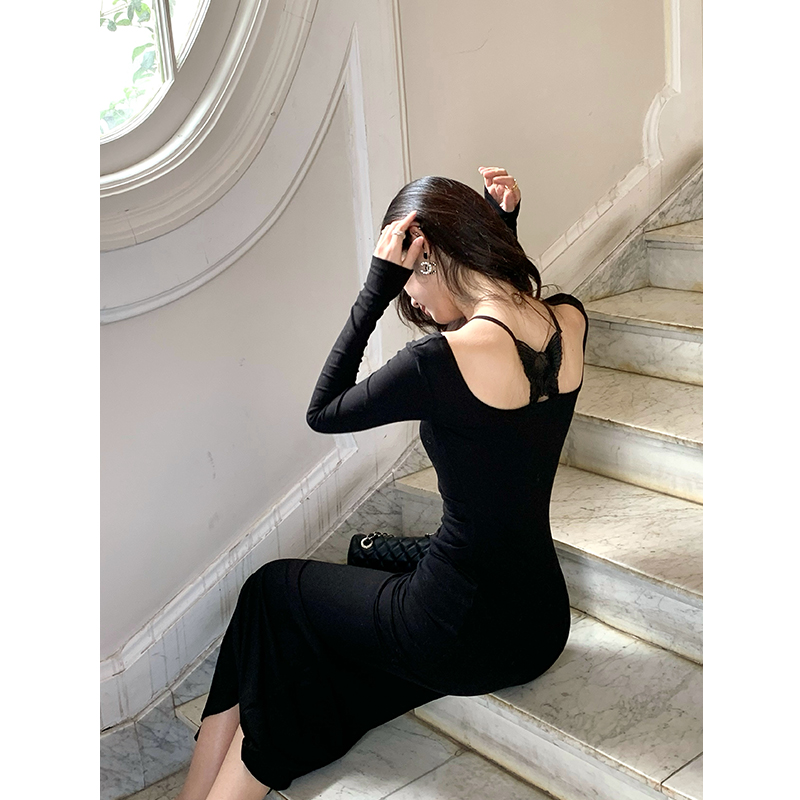 【现货5折清仓】Norain不下雨 镂空蝴蝶方领长袖连衣裙