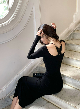 【现货5折清仓】Norain不下雨 镂空蝴蝶方领长袖连衣裙