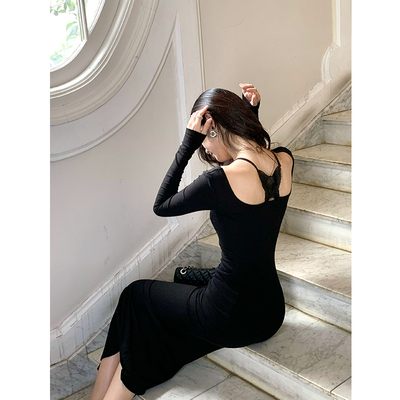 【现货5折清仓】Norain不下雨 镂空蝴蝶方领长袖连衣裙