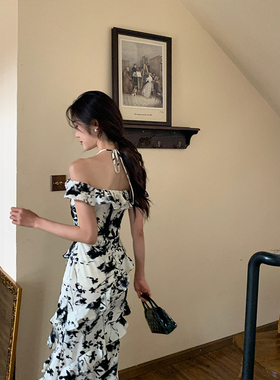 【现货5折清仓】Norain不下雨 国风泼墨碎花设计气质连衣裙