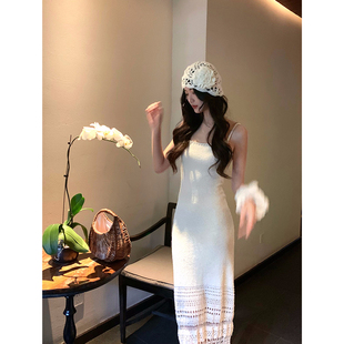 Norain不下雨 波西米亚针织吊带裙女海边度假风包臀裙 6折清仓