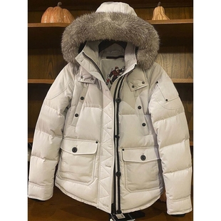 【惊!折扣】剪刀羽绒服女年短款冬季新款鹅绒加厚连帽保暖工装银