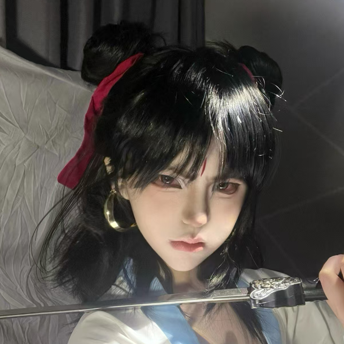 哪吒cos假发双丸子头古风短直发