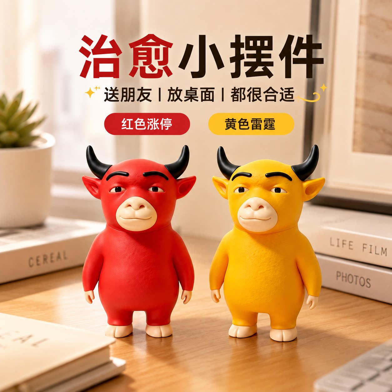 牛来周边桌面手办涨停牛雷霆牛3D打印办公桌装饰萌趣收藏可爱摆件图片