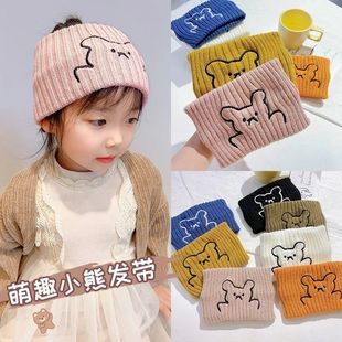 儿童针织发带空顶帽子女童秋冬护额头套外出防风保暖头巾2024新款