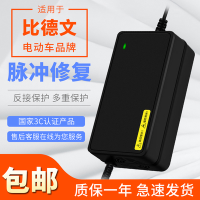 适用比德文电动车充电器铅酸电瓶48V60V72V12AH20小公插