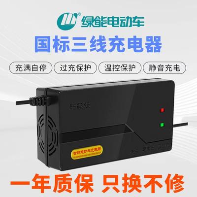 适用绿能原装正品电动车电瓶充电器36V12AH48V20AH60V30AH72V32A