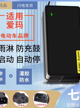 适用于爱玛48V12AH60V20AH72V20A国标铅酸脉冲智能充电器
