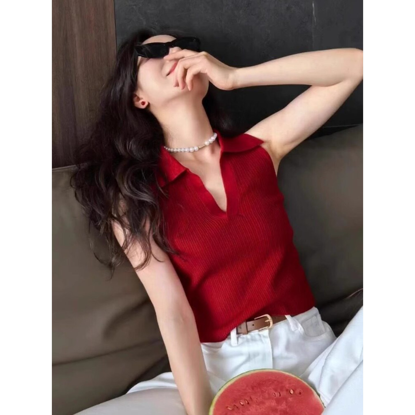 泰国绝美小吊带背心女夏外穿上衣图片