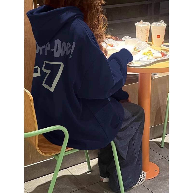 oversize卫衣女秋冬加绒开衫外套